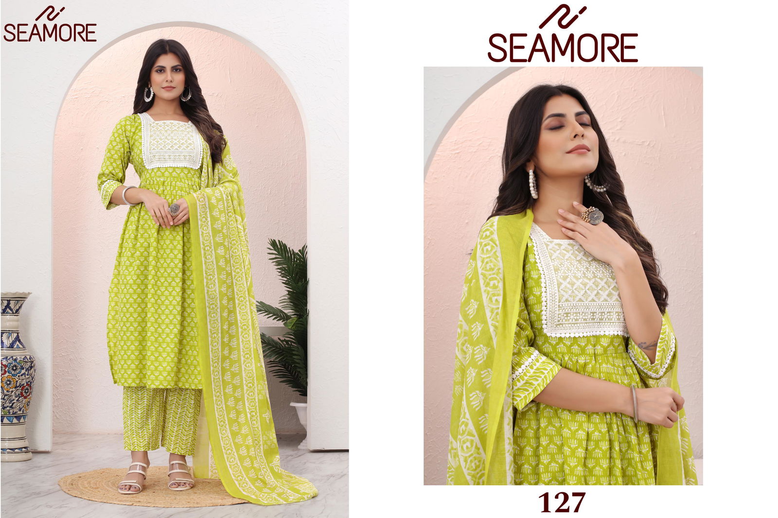 Jogeshwari Wear By SEAMORE Women Kurta Pant With Dupatta Wholesale Online